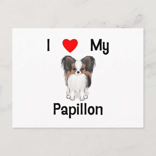I Liebe Mein Papillon (Bild) Postkarte (Vorderseite)