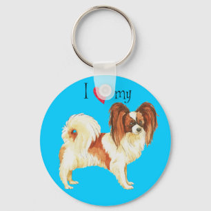 I Liebe mein Papillon Schlüsselanhänger