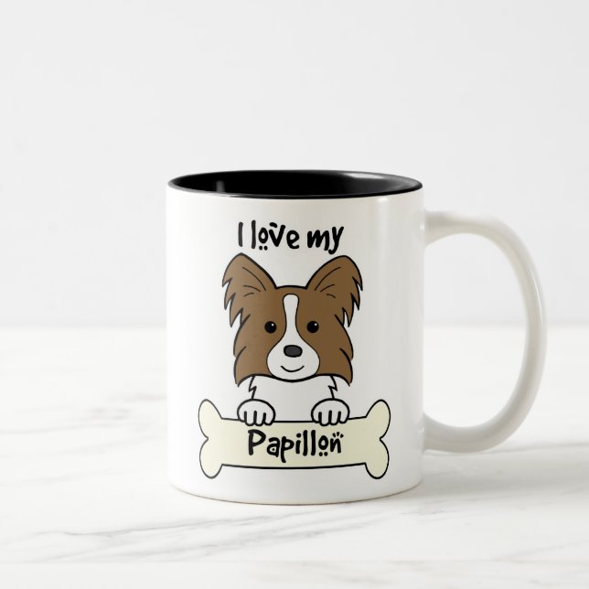 I Liebe mein Papillon Zweifarbige Tasse (Rechts)