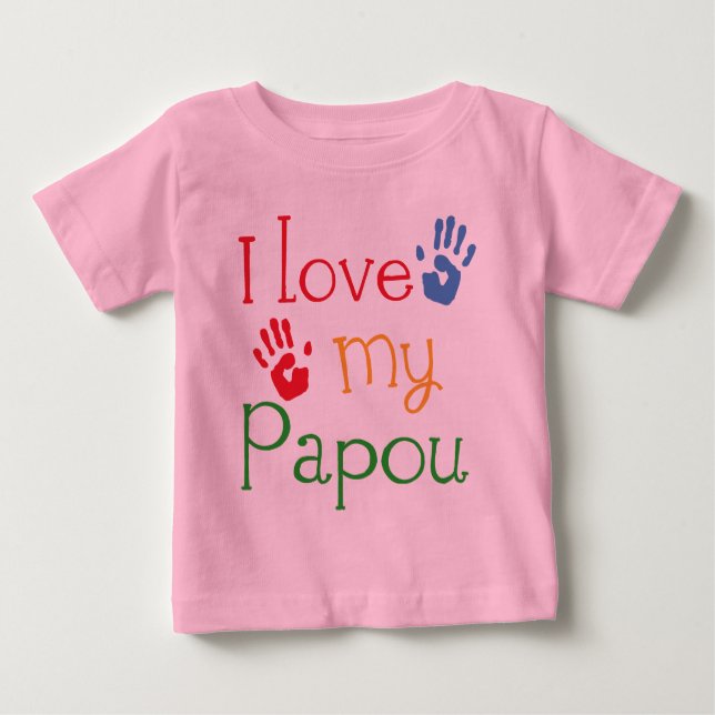I Liebe mein Papou (Handprints) Baby T-shirt (Vorderseite)