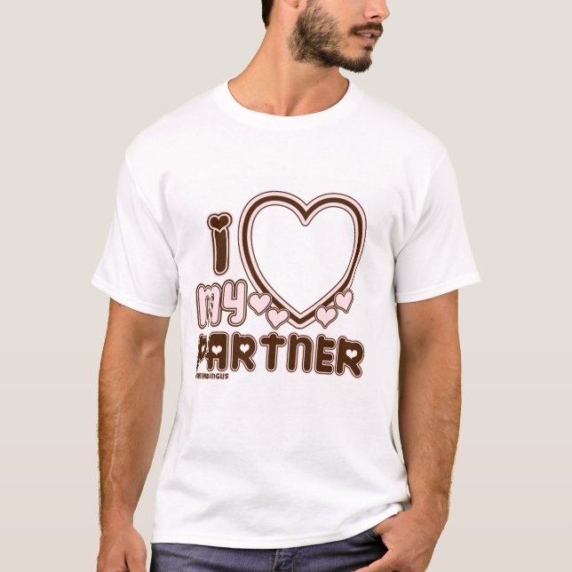 I Liebe Mein Partner Custom T - Shirt in BROWN (Vorderseite)
