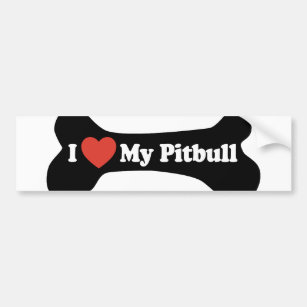 I Liebe mein Pitbull - Hundeknochen Autoaufkleber