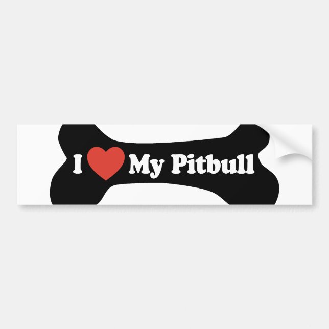 I Liebe mein Pitbull - Hundeknochen Autoaufkleber (Vorne)