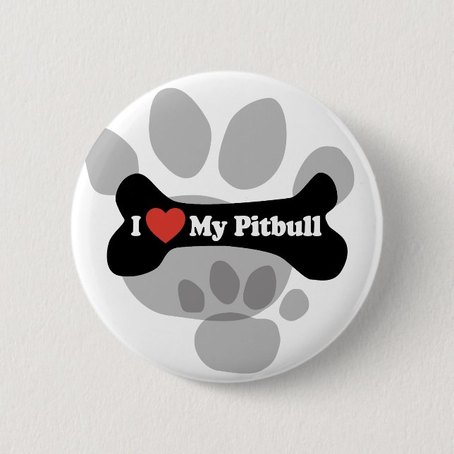 I Liebe mein Pitbull - Hundeknochen Button (Vorderseite)