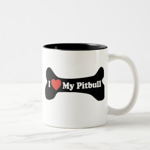 I Liebe mein Pitbull - Hundeknochen Zweifarbige Tasse
