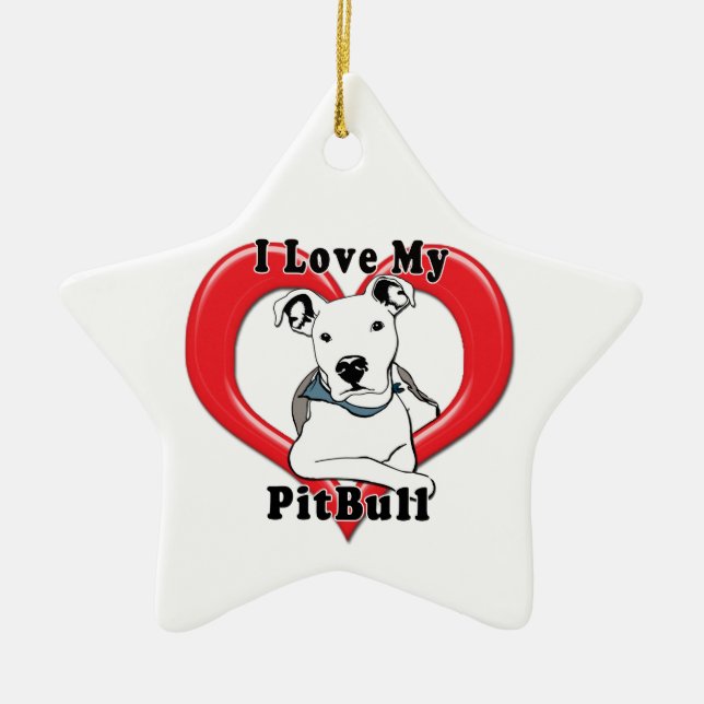 I Liebe mein PitBull Logo Keramikornament (Vorne)