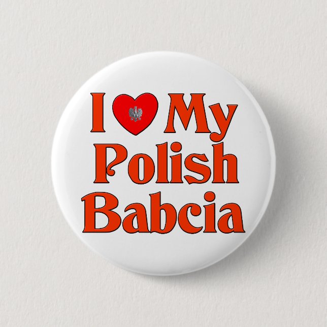 I Liebe mein polnisches Babcia (Großmutter) Button (Vorderseite)