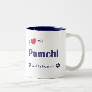 I Liebe mein Pomchi (männlicher Hund) Zweifarbige Tasse
