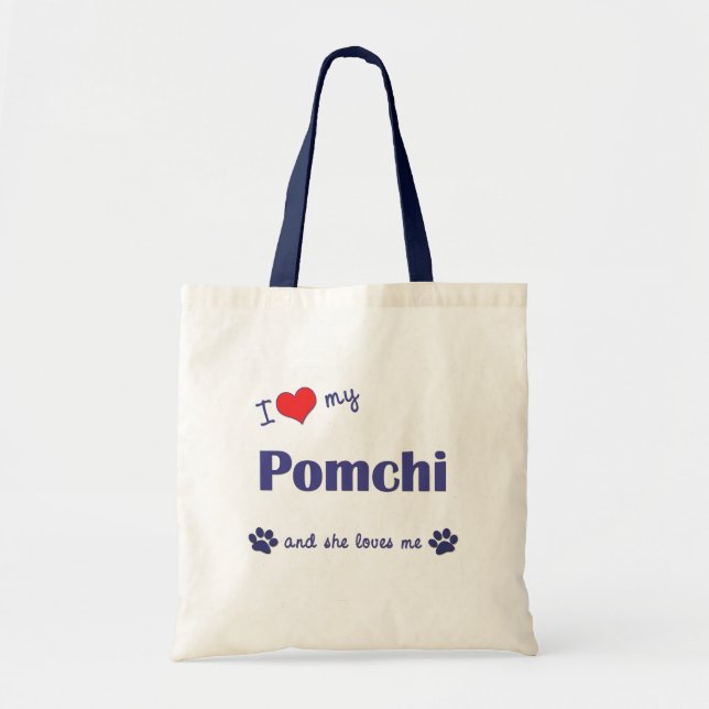 I Liebe mein Pomchi (weiblicher Hund) Tragetasche (Vorne)