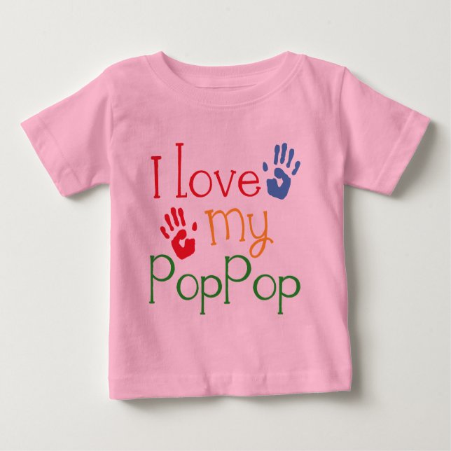 I Liebe mein PopPop (Handprints) Baby T-shirt (Vorderseite)