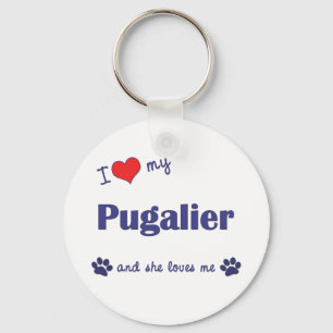 I Liebe mein Pugalier (weiblicher Hund) Schlüsselanhänger