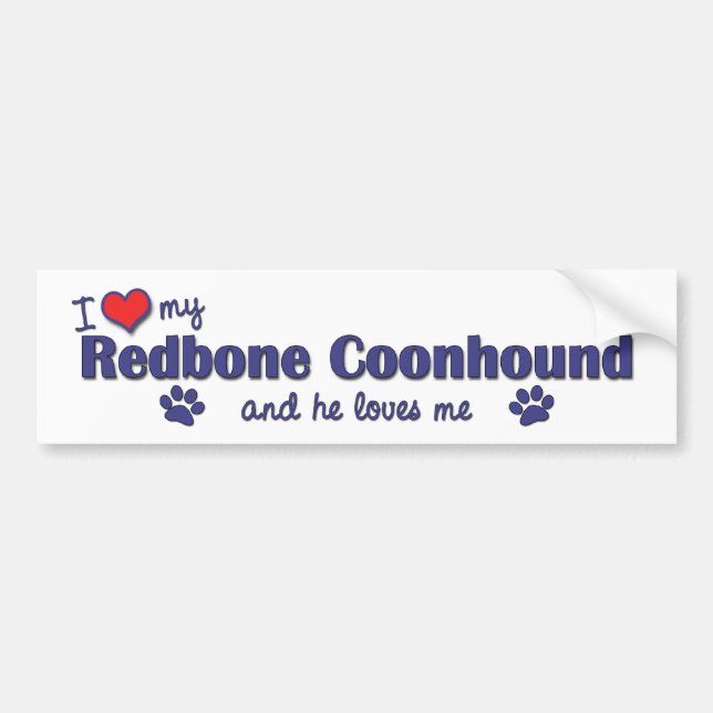 I Liebe mein Redbone Coonhound (männlicher Hund) Autoaufkleber (Vorne)