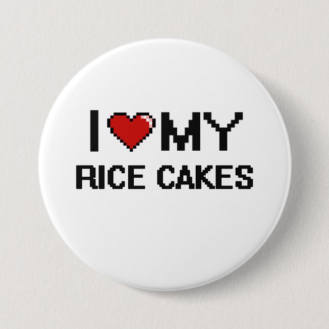 I Liebe mein Reis-Kuchen-Digital-Entwurf Button (Vorderseite)