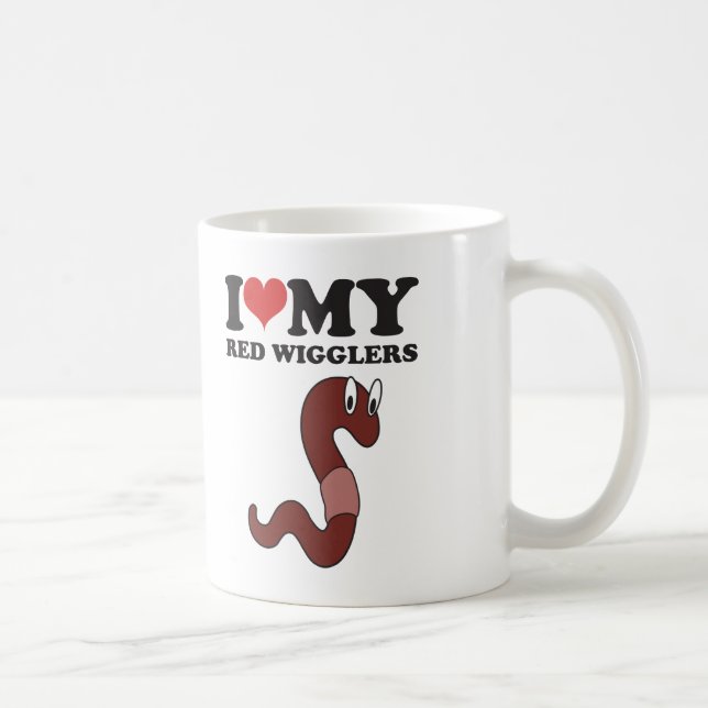 I Liebe mein rotes Wigglers Kaffeetasse (Rechts)