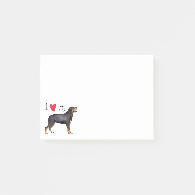 I Liebe mein Rottweiler Post-it Klebezettel (Vorderseite)