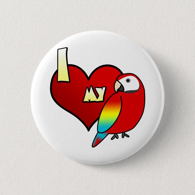 I Liebe mein Scarletmacaw-Knopf Button (Vorderseite)