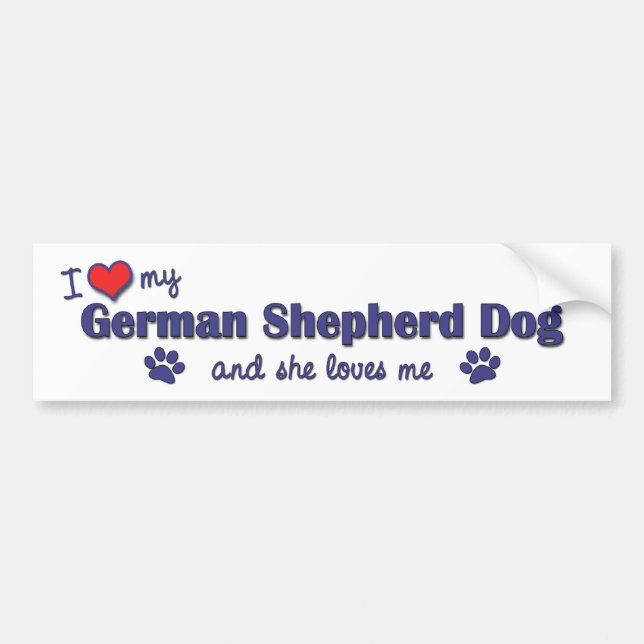 I Liebe mein Schäferhund (weiblicher Hund) Autoaufkleber (Vorne)