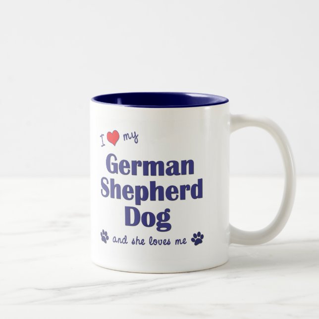 I Liebe mein Schäferhund (weiblicher Hund) Zweifarbige Tasse (Rechts)