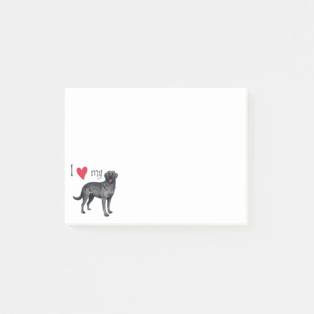 I Liebe mein schwarzer Labrador Post-it Klebezettel (Vorderseite)