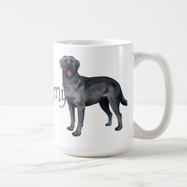 I Liebe mein schwarzer Labrador Tasse (Rechts)