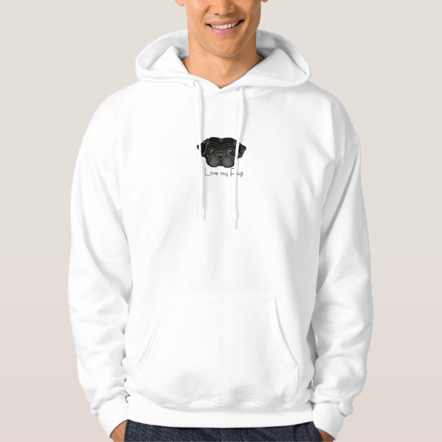 I Liebe Mein schwarzer Mops Niedlicher schwarzer M Hoodie (Vorderseite)