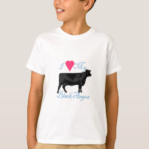 I Liebe mein schwarzes Angus T-Shirt