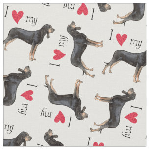 I Liebe mein Schwarzes und TANCoonhound Stoff