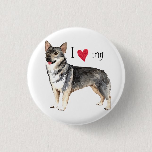 I Liebe mein schwedisches Vallhund Button (Vorderseite)