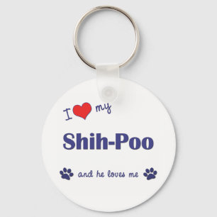I Liebe mein Shih-Poo (männlicher Hund) Schlüsselanhänger
