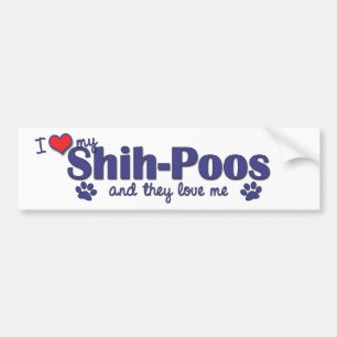 I Liebe mein Shih-Poos (mehrfache Hunde) Autoaufkleber