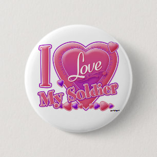I Liebe Mein Soldat rosa/lila - Herz Button