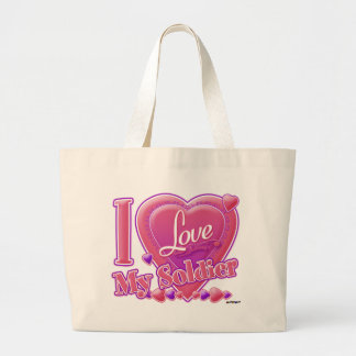 I Liebe Mein Soldat rosa/lila - Herz Jumbo Stoffbeutel