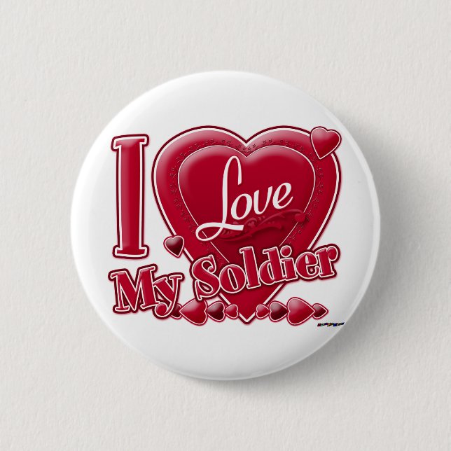 I Liebe Mein Soldat rot - Herz Button (Vorderseite)