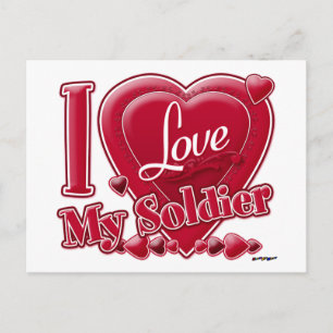 I Liebe Mein Soldat rot - Herz Postkarte