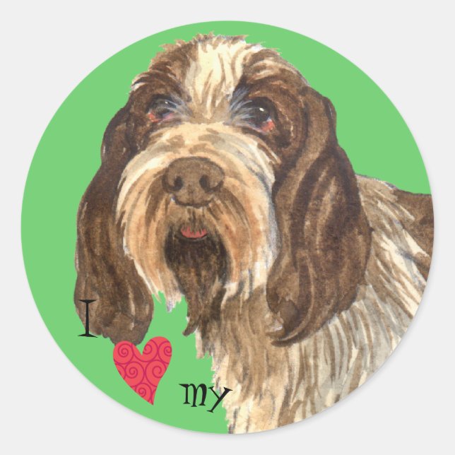 I Liebe mein Spinone Italiano Runder Aufkleber (Vorderseite)