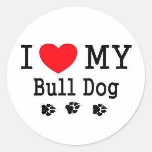 I Liebe mein Stier-Hund! Runder Aufkleber