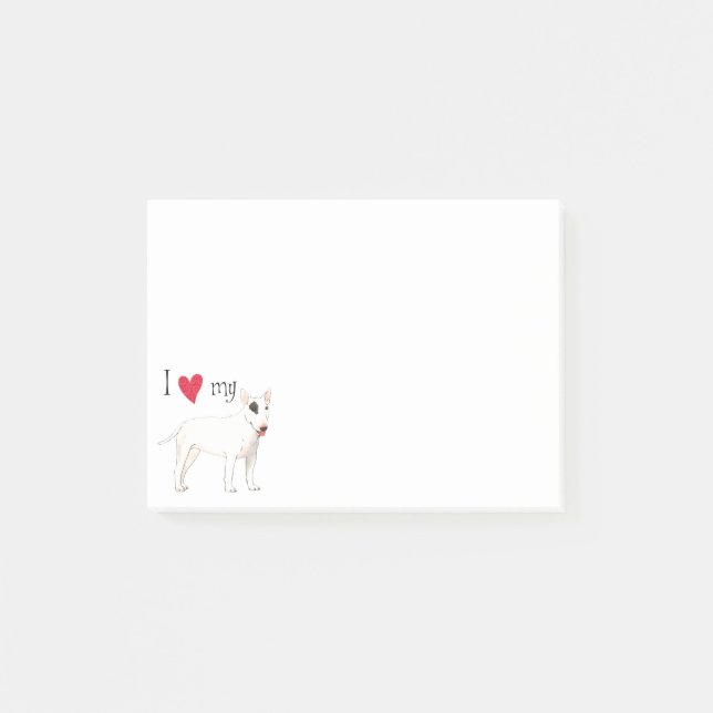 I Liebe mein Stier-Terrier Post-it Klebezettel (Vorderseite)