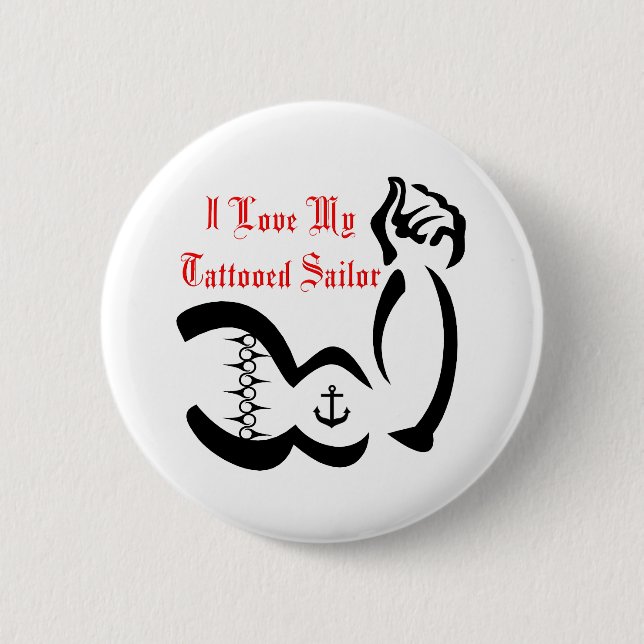 I Liebe mein Tattoed Seemann Button (Vorderseite)