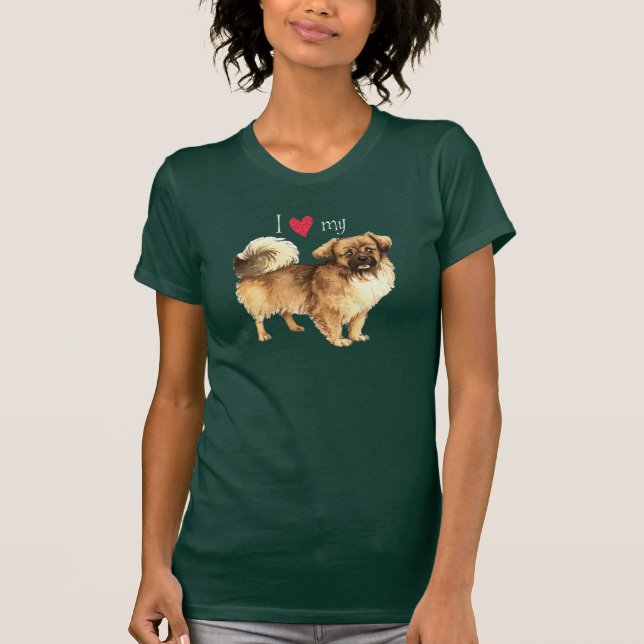 I Liebe mein tibetanischer Spaniel T-Shirt (Vorderseite)