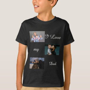 I Liebe Mein Vater Custom 3 Foto Collage T - Shirt