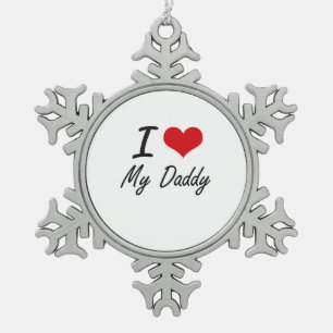 I Liebe mein Vati Schneeflocken Zinn-Ornament