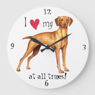 I Liebe mein Vizsla Große Wanduhr