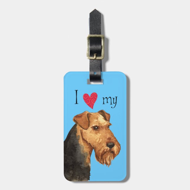 I Liebe mein Waliser-Terrier Gepäckanhänger (Vorderseite vertikal)
