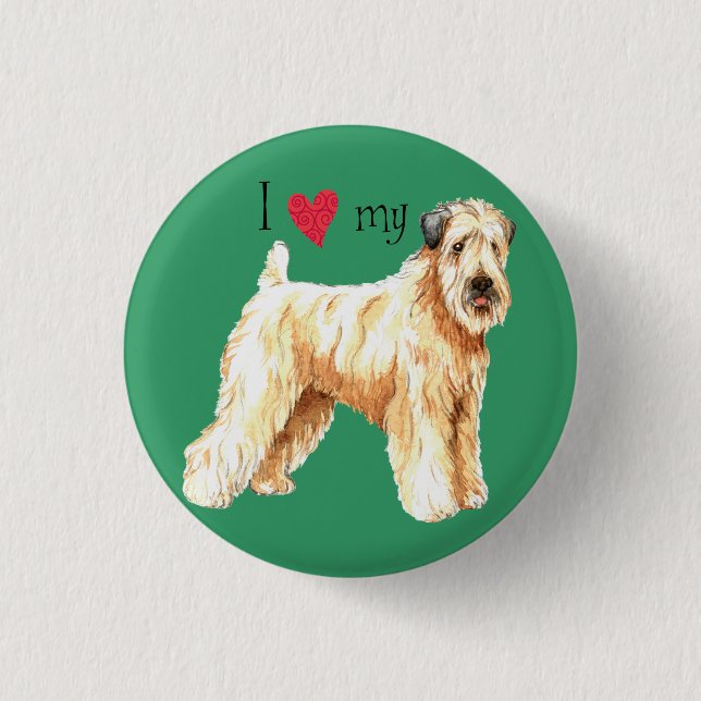 I Liebe mein weicher überzogener Wheaten Terrier Button (Vorderseite)