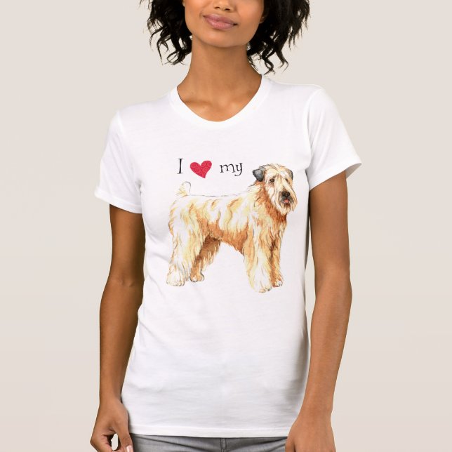 I Liebe mein weicher überzogener Wheaten Terrier T-Shirt (Vorderseite)