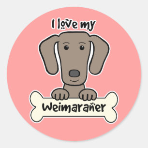 I Liebe mein Weimaraner Runder Aufkleber