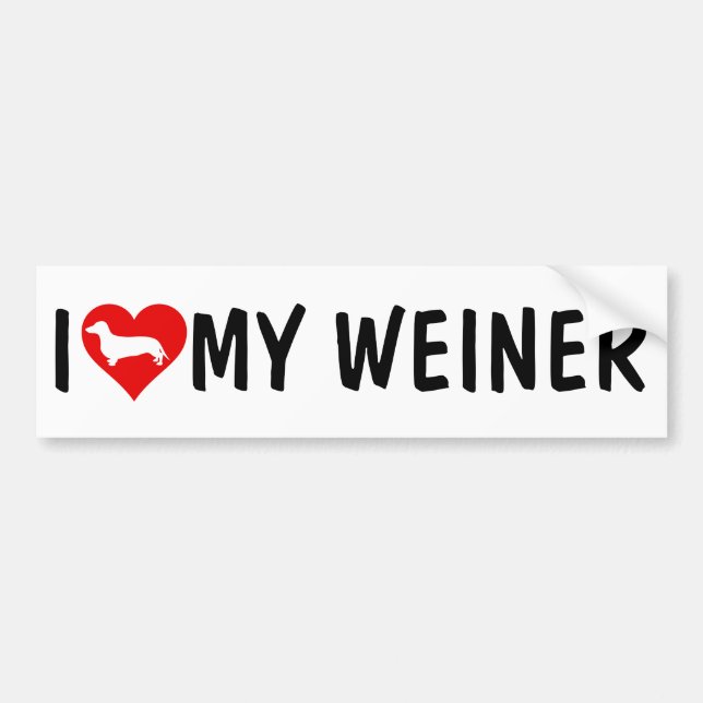 I LIEBE MEIN WEINER, Dackel Autoaufkleber (Vorne)