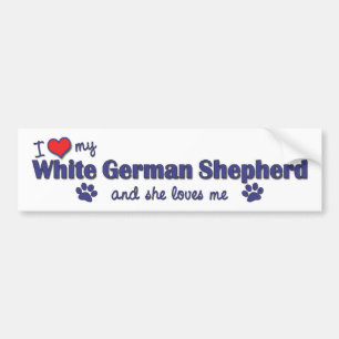 I Liebe mein weißer Schäferhund (weiblicher Hund) Autoaufkleber