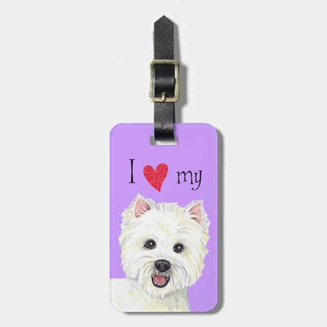 I Liebe mein Westie Gepäckanhänger (Vorderseite vertikal)