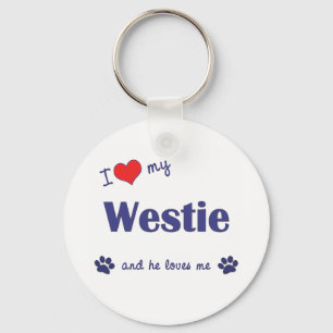 I Liebe mein Westie (männlicher Hund) Schlüsselanhänger